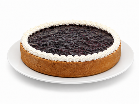 Pay de queso con moras sin azúcar de Pastelerías Marisa, postre artesanal con relleno de queso y cobertura de moras, elaborado sin azúcar añadida.