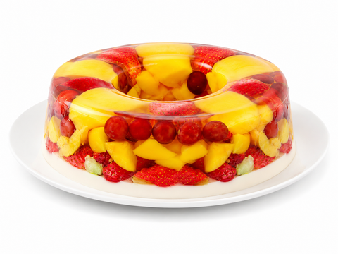 Gelatina suspiro de frutas de Pastelerías Marisa, postre artesanal elaborado con frutas y textura suave y cremosa.