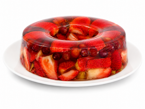 Gelatina suspiro de frutas sin azúcar de Pastelerías Marisa, postre artesanal con frutas, elaborado sin azúcar añadida.
