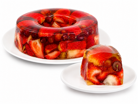 Gelatina suspiro de frutas sin azúcar de Pastelerías Marisa, postre artesanal con frutas, elaborado sin azúcar añadida.