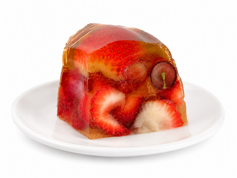 Gelatina suspiro de frutas sin azúcar de Pastelerías Marisa, postre artesanal con frutas, elaborado sin azúcar añadida.