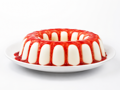 Gelatina delicia de yogurt de Pastelerías Marisa, postre artesanal de yogurt con cobertura de frutos rojos y textura cremosa.