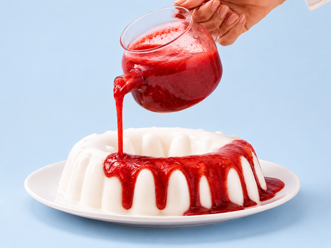 Gelatina delicia de yogurt sin azúcar de Pastelerías Marisa, postre artesanal de yogurt con cobertura de frutos rojos, elaborado sin azúcar añadida.