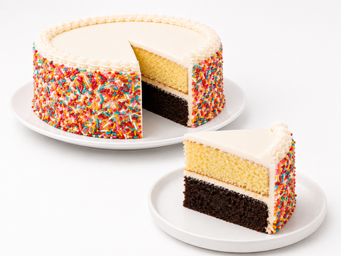 Pastel de cumpleaños decorado de Pastelerías Marisa, ideal para celebrar cumpleaños y ocasiones especiales.
Dos pisos de nuestros panes más famosos: Suave y esponjoso chocolate y clásico y delicada vainilla; relleno y cubierto con betún de queso crema y decorado con granillo de colores para ponerle el toque divertido a tus celebraciones.