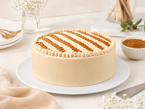 Pastel Dulce de Leche de Pastelerías Marisa bañado en tres leches, relleno de crema pastelera y cubierto con dulce de leche.