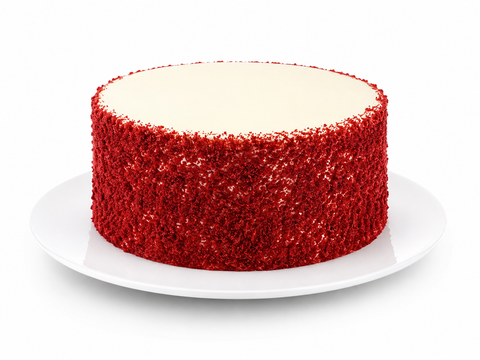Pastel Red Velvet de Pastelerías Marisa con suave pan rojo y betún de queso crema.