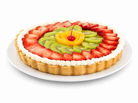 Pay de queso con frutas de Pastelerías Marisa, postre artesanal con relleno cremoso de queso y frutas frescas.